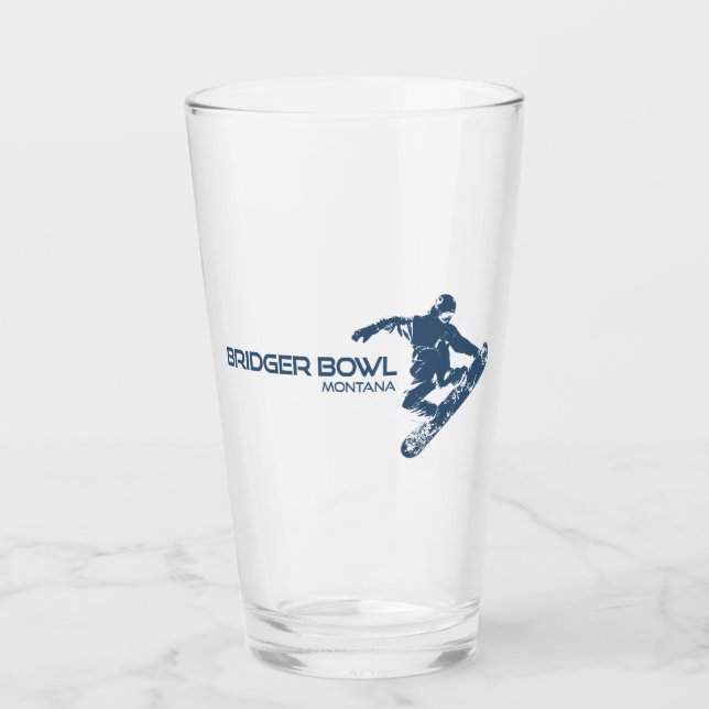 Bridger Bowl Montana Snowboarder Glass (Front)