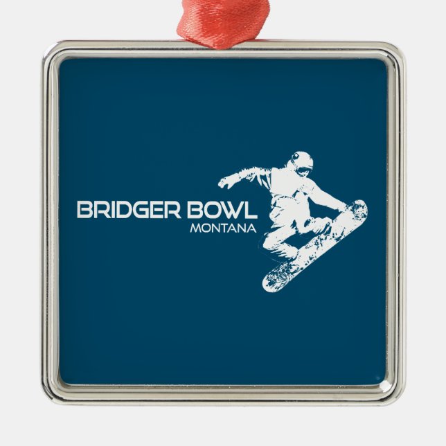 Bridger Bowl Montana Snowboarder Metal Ornament (Front)