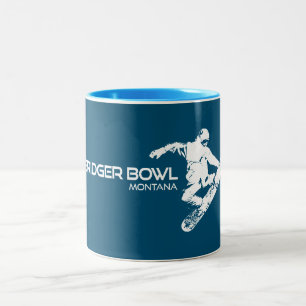 Bridger Bowl Montana Snowboarder Two-Tone Coffee Mug