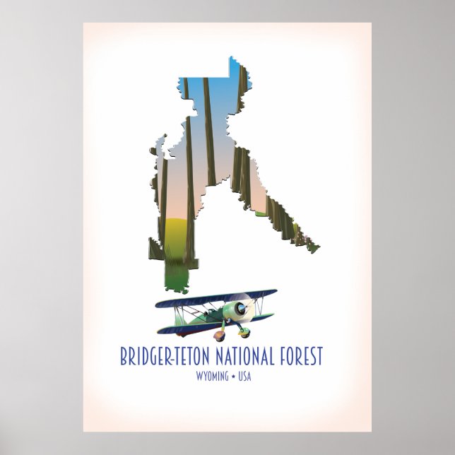 Bridger-teton national forest, wyoming map poster (Front)