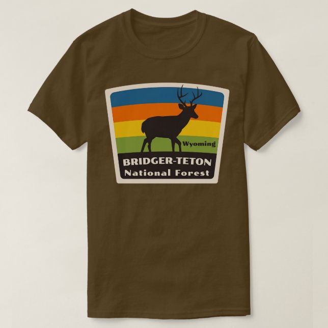 Bridger Teton National Forest Wyoming Roaming Deer T-Shirt (Design Front)