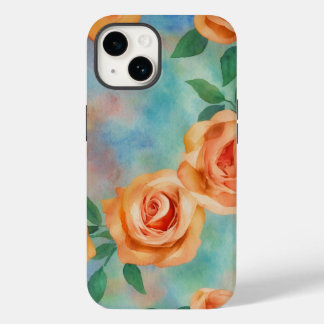 Bridgerton Boho inspired watercolor orange floral Case-Mate iPhone 14 Case