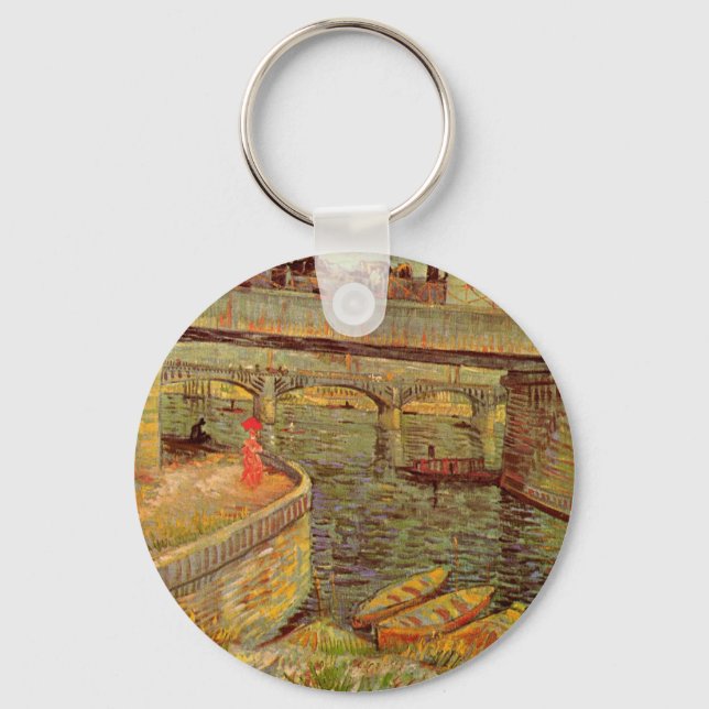 Bridges Across Seine, Asnieres by Vincent van Gogh Key Ring (Front)