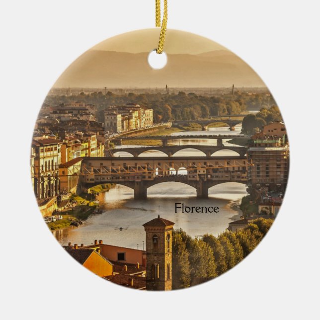 Bridges of Florence, Italy Ceramic Ornament (Front)