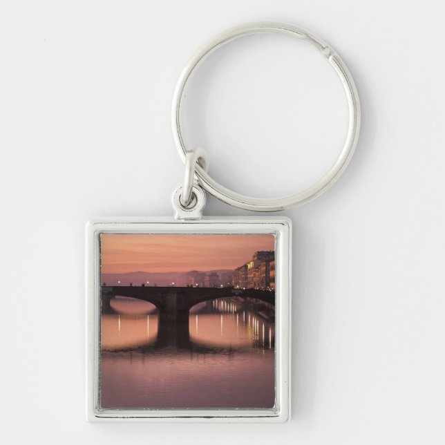 Bridges over the Arno River at sunset, 2 Key Ring (Front)