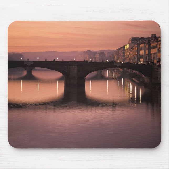 Bridges over the Arno River at sunset, 2 Mouse Pad (Front)