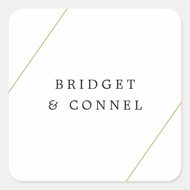 Bridget Geometric Modern Wedding Square Sticker (Front)