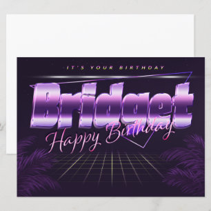 Bridget Name Vorname lila retro Karte Geburtstag Card