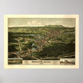 Bridgeton Maine 1888 Antique Panoramic Map Poster