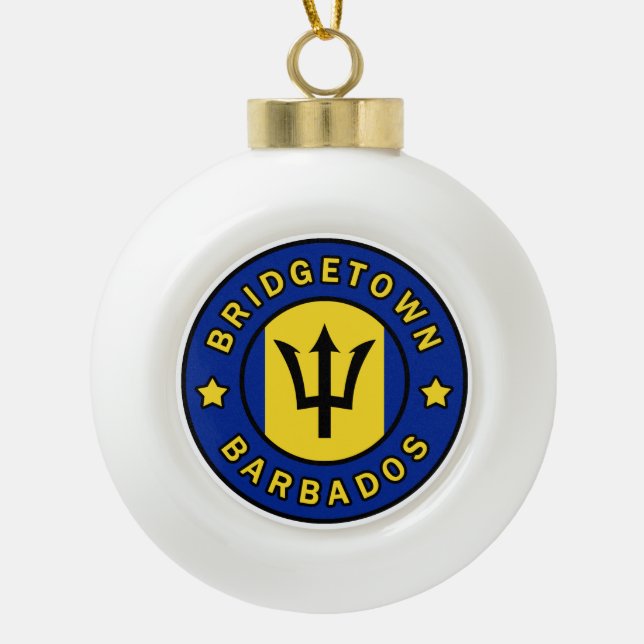 Bridgetown Barbados Ceramic Ball Christmas Ornament (Front)