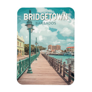 Bridgetown Barbados Illustration Travel Art Retro Magnet