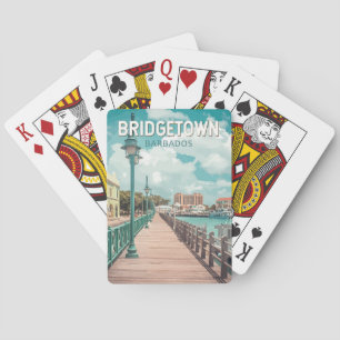 Bridgetown Barbados Illustration Travel Art Retro Playing Cards