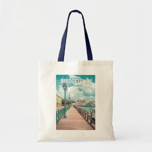 Bridgetown Barbados Illustration Travel Art Retro Tote Bag