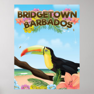 Bridgetown Barbados Toucan travel poster