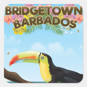 Bridgetown Barbados Toucan travel poster Square Sticker