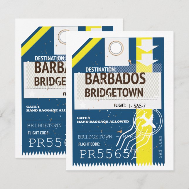 Bridgetown Barbados travel ticket (Front/Back)