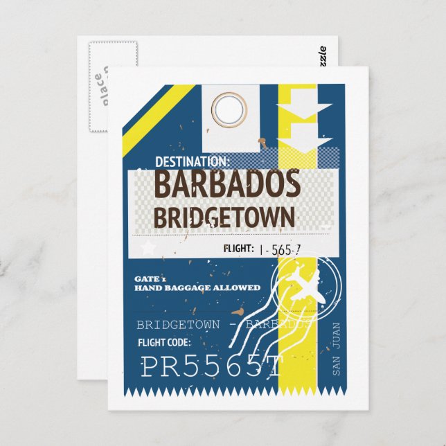 Bridgetown Barbados travel ticket Postcard (Front/Back)