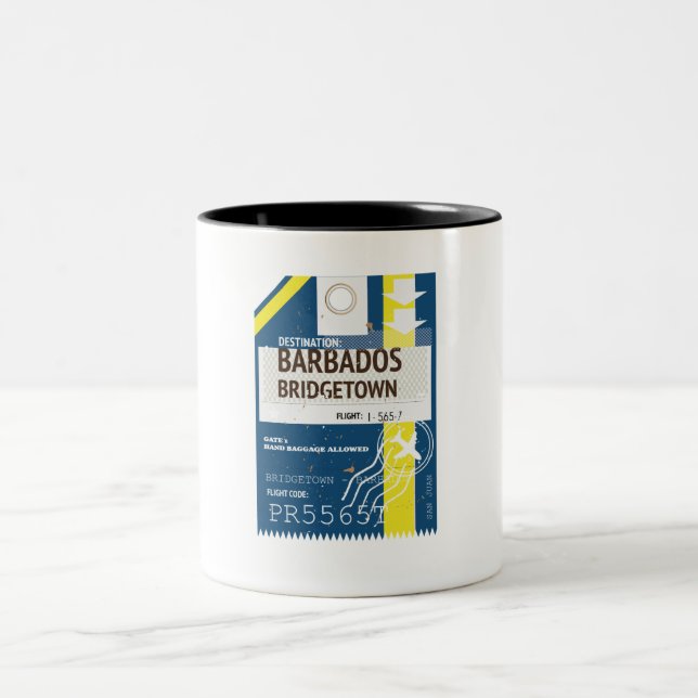 Bridgetown Barbados travel ticket Two-Tone Coffee Mug (Center)