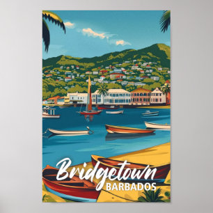 Bridgetown Barbados Vintage Famous Travel Place Poster