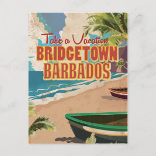 Bridgetown, Barbados Vintage Travel Poster Postcard