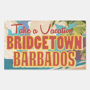 Bridgetown, Barbados Vintage Travel Poster Rectangular Sticker