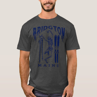 Bridgton Maine Ski Skeleton Navy T-Shirt