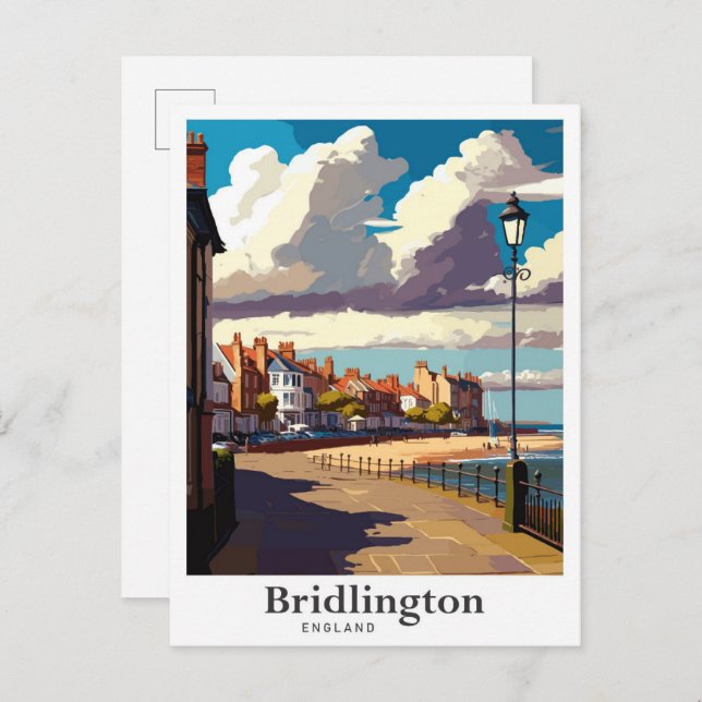 Bridlington England Vintage Travel Illustration Postcard (Front/Back)