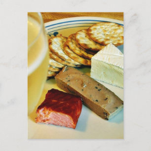 Brie Cheese Salmon Smoked Pate Crackers Champagne Postcard