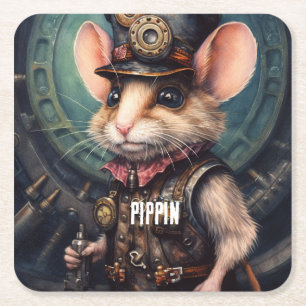 Brie Top Hat Steampunk Square Paper Coaster
