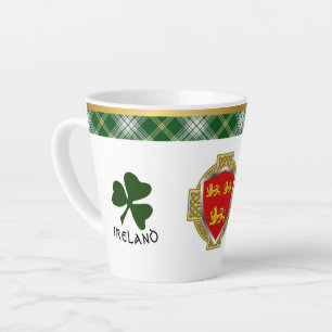 Brien Irish Shield & Tartan Personalized Latte Mug
