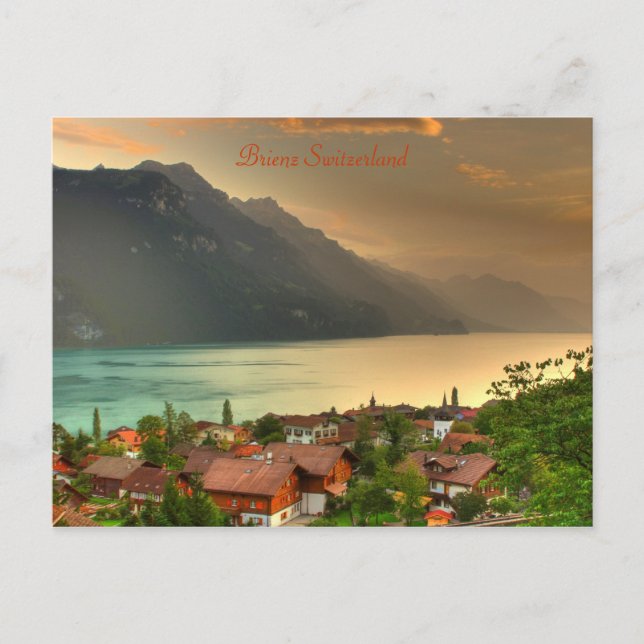 Brienz Switzerland & Lake Brienzersee & Swiss Alps Postcard (Front)