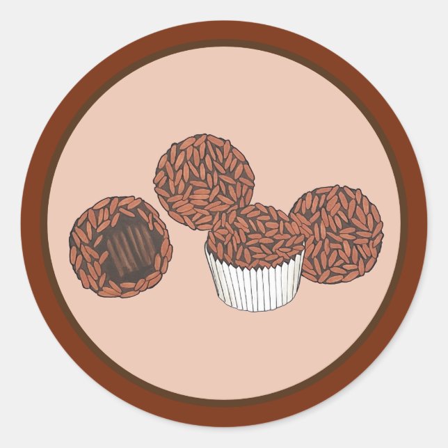 Brigadeiros Brazilian Chocolate Truffles Dessert Classic Round Sticker (Front)