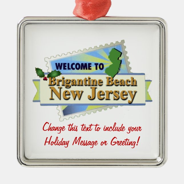 Brigantine Beach NJ Metal Tree Decoration (Front)