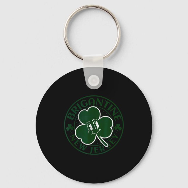 Brigantine New Jersey Irish Shamrock Nj Retro Souv Key Ring (Front)