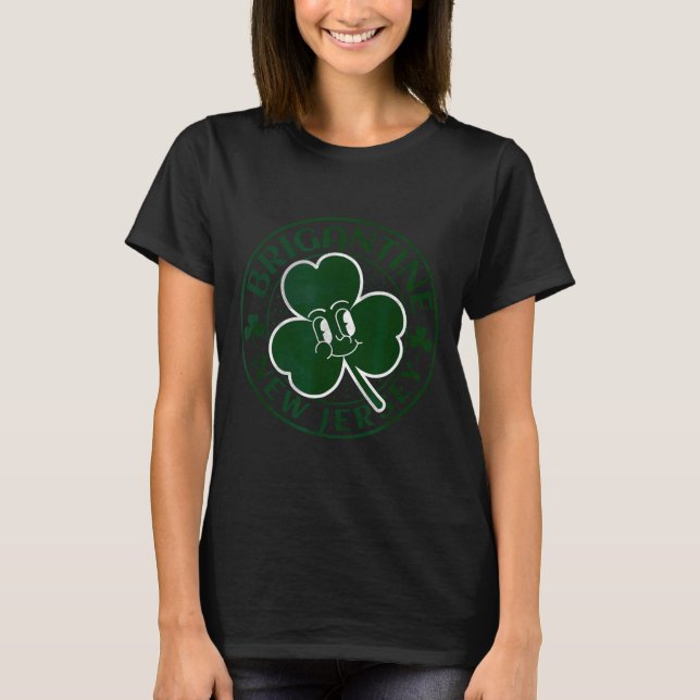 Brigantine New Jersey Irish Shamrock Nj Retro Souv T-Shirt (Front)