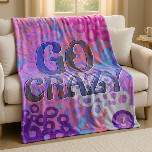 Brighly Coloured Overlapping Circle Fleece Blanket (Cute and fun saying with custom initial in the bottom corner. This makes a nice gift for any teen.)