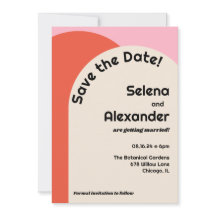 Bright 70s Style Pink & Orange Save the Date