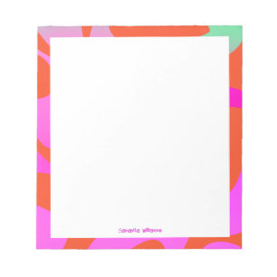 Bright Abstract Art Pink Orange Jade Custom Name Notepad