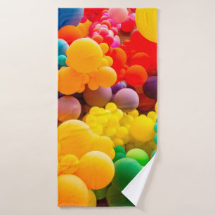 Bright abstract background of jumble of rainbow co bath towel