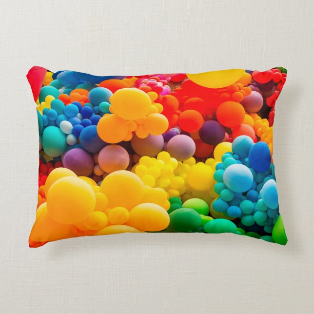 Bright abstract background of jumble of rainbow co decorative cushion (Front)