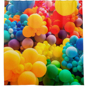 Bright abstract background of jumble of rainbow co shower curtain