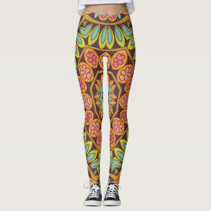 Bright abstract floral ornament design. leggings
