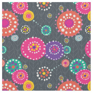Bright Abstract Floral Print Fabric
