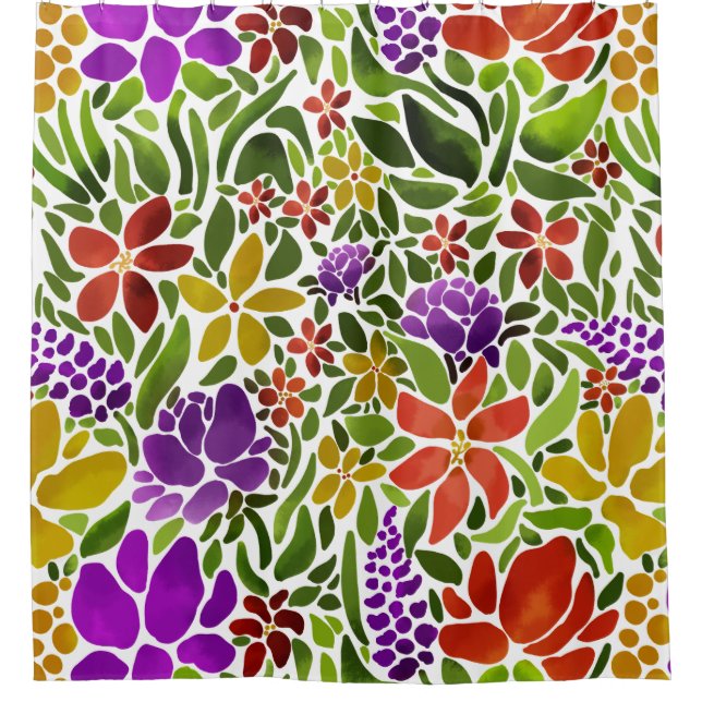 Bright Abstract Floral Shower Curtain (Front)