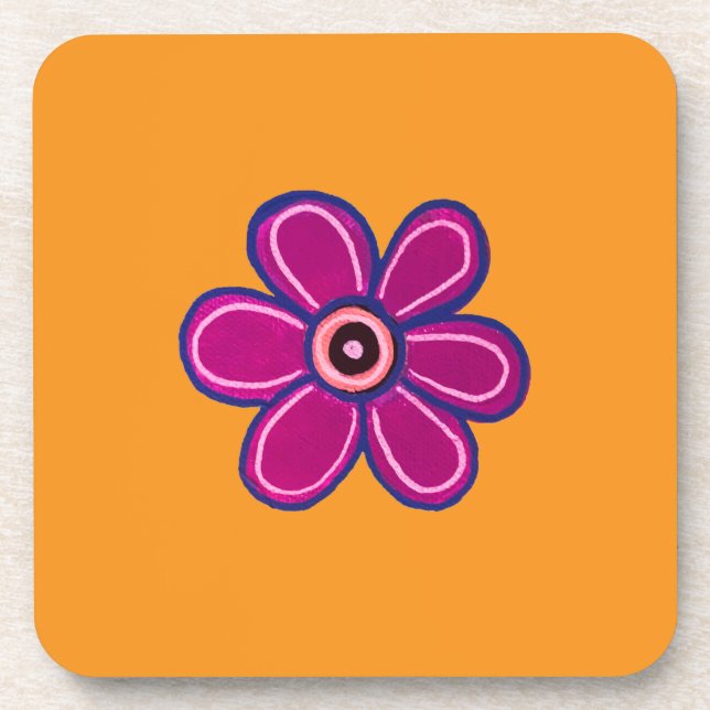 Bright Abstract Flower Art Coaster (Front)