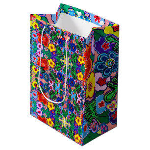 Bright Abstract Flower Art Medium Gift Bag