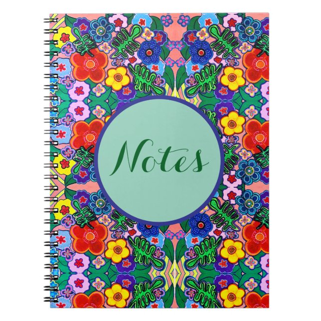 Bright Abstract Flower Art   Notebook (Front)