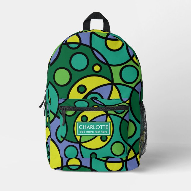 Bright Abstract Geometric Circle Retro Pattern  Printed Backpack (Front)