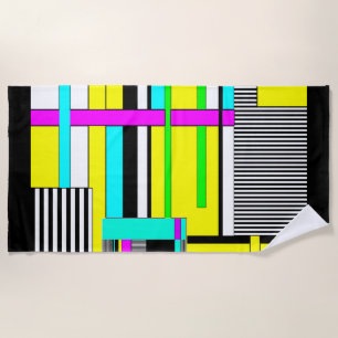 Bright abstract geometric neon pattern beach towel