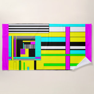 Bright abstract geometric neon pattern throw pillo beach towel